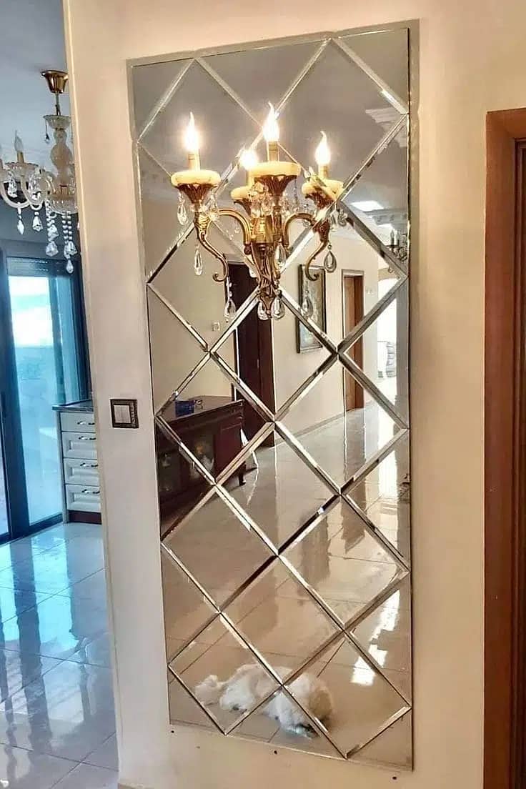 Glass works/Glass Doors/Mirror wall/Glass windows/Diamond shape mirror 1