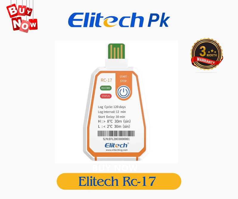 RC17 Elitech Disposable Single-Use Temperature  Data Logger(xi) 1