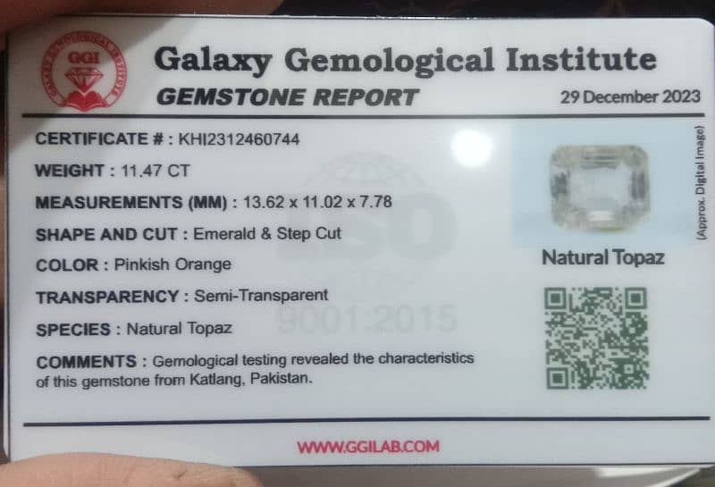 100% Natural katlang Topaz Very GoOd Quality with Lab Certificate 3