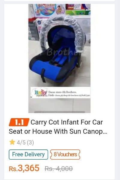 Baby Carry Cot High Quality Blue Color 6
