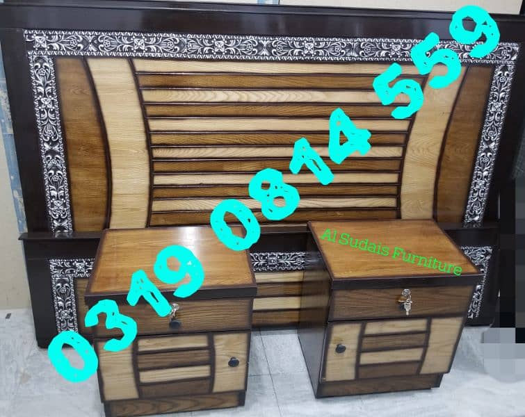 King double bed solid wood desgn dressing set home sofa chair almari 9