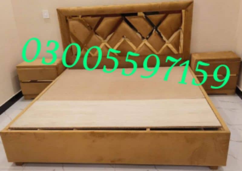 King double bed solid wood desgn dressing set home sofa chair almari 12