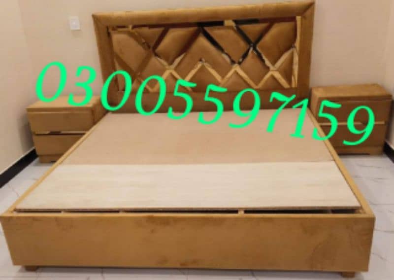 King double bed single wood desgn dressing home set almari dining use 9