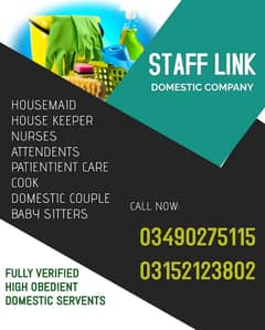 Domestic staff we Provide ( Maids, Babysitter, Cook, Attendent Etc ) 0