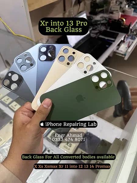 apple iphone converted housing back glass x xs xsmax xr 11 into 13 pro 1