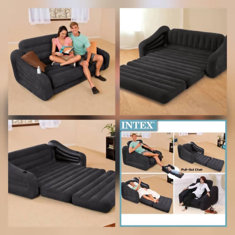 INTEX Pull-Out Air Sofa Double Seat 76"W x 91"L x 28"H 03020062817 0