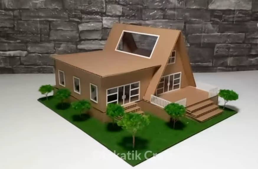 Minature House  Made From Pure Cardboard 1