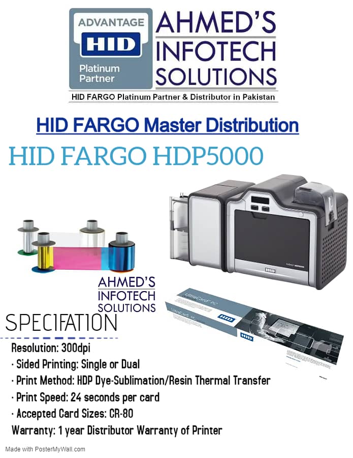 FARGO DTC1500 PVC CARD PRINTER With water Mark security 1