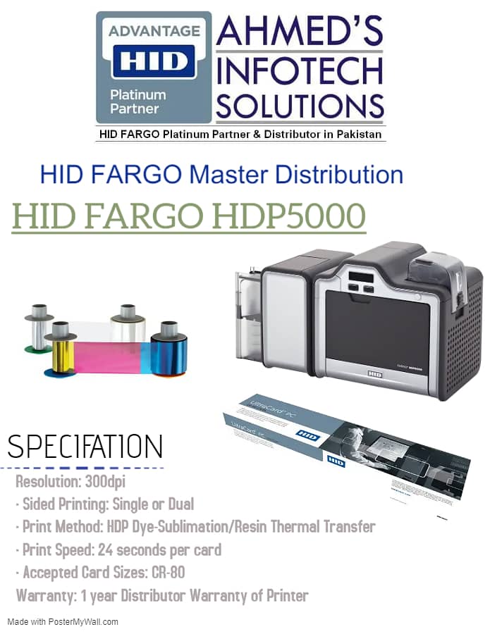 FARGO DTC1500 PVC CARD PRINTER With water Mark security 2
