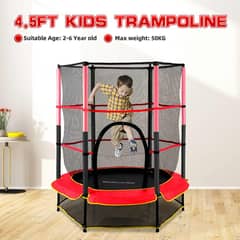 55-Inch Kids' Round Trampoline with Safety Pad Enclosure 03020062817 0