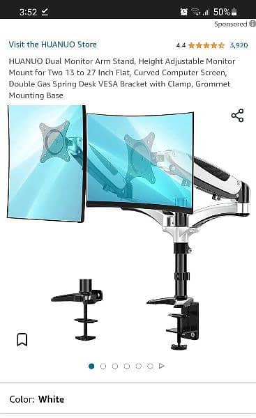Dual gas spring monitor arm for 24 - 27 inch monitor (4k 144hz) 6