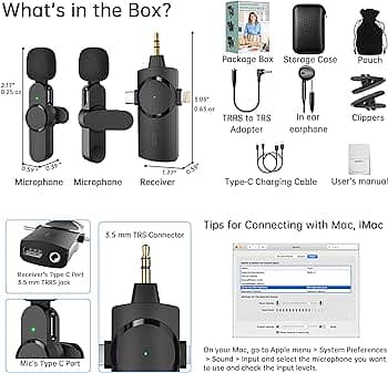 wireless collar mic for mobile, blueetooh outdoor recording mic tiktok 2