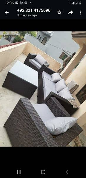 OUTDOOR GARDEN RATTAN UPVC FURNITURE SOFA SET CHAIRS TABLE UMBRELLA 3