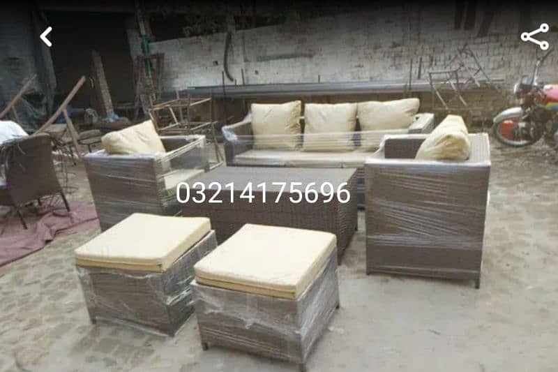 OUTDOOR GARDEN RATTAN UPVC FURNITURE SOFA SET CHAIRS TABLE UMBRELLA 11