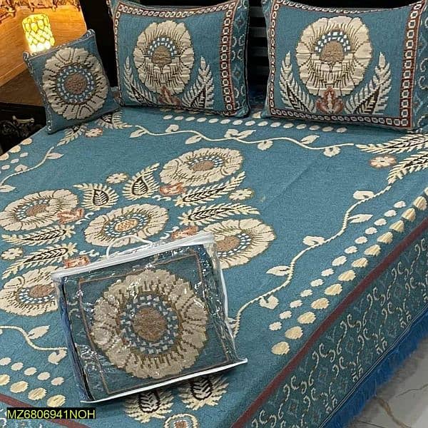 4 Pcs Velvet Jacquard Double Bedsheet . . . . . . . . Cash on Delivery 12