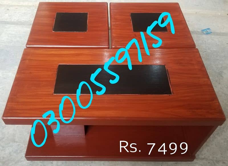 Coffee Center table set 3pcs wood sofa side table furniture home cafe 17