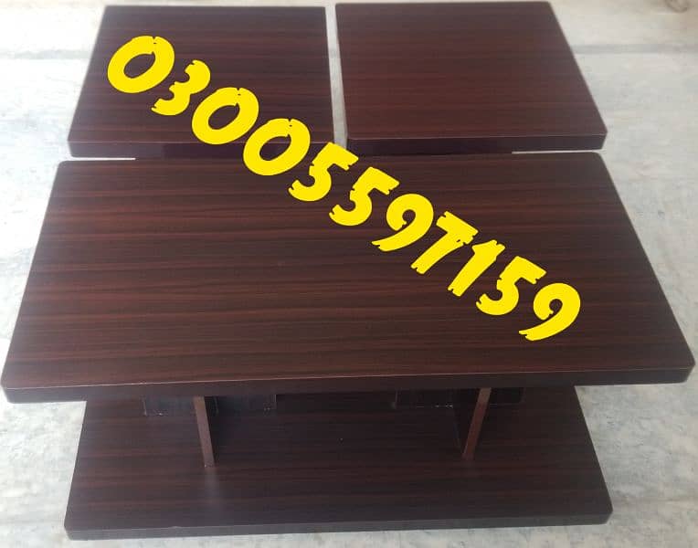 Coffee Center table set 3pcs wood sofa side table furniture home cafe 18