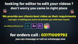 video editor an editing available all types resonable rates 0