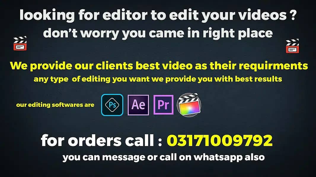 video editor an editing available all types resonable rates 0