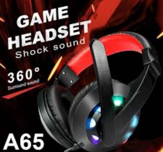 STEREO GAMING HEADPHONES A65 WITH RGB LIGHTS. 1