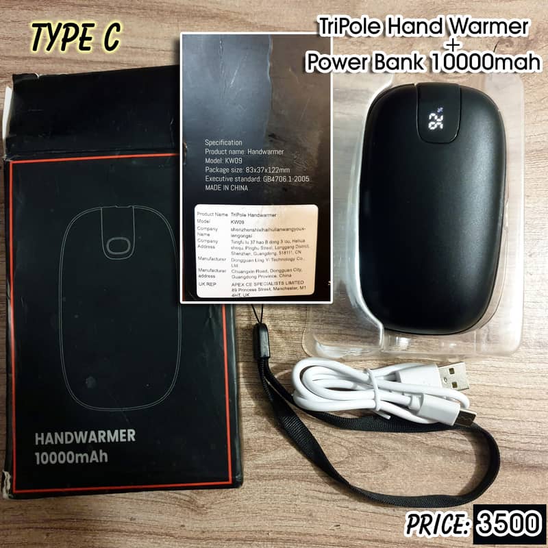 Power Bank | Hand Warmer |Type C | 10000mah 2