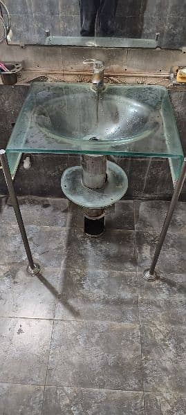 Basin washroom made of glass with two-way tap/ PRICE IS FINAL 1
