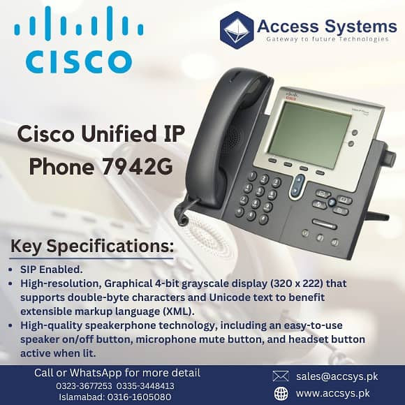 IP Phone Cisco 7942, 7945, SPA 525| Polycom VVX300 VVX410 |03353448413 13