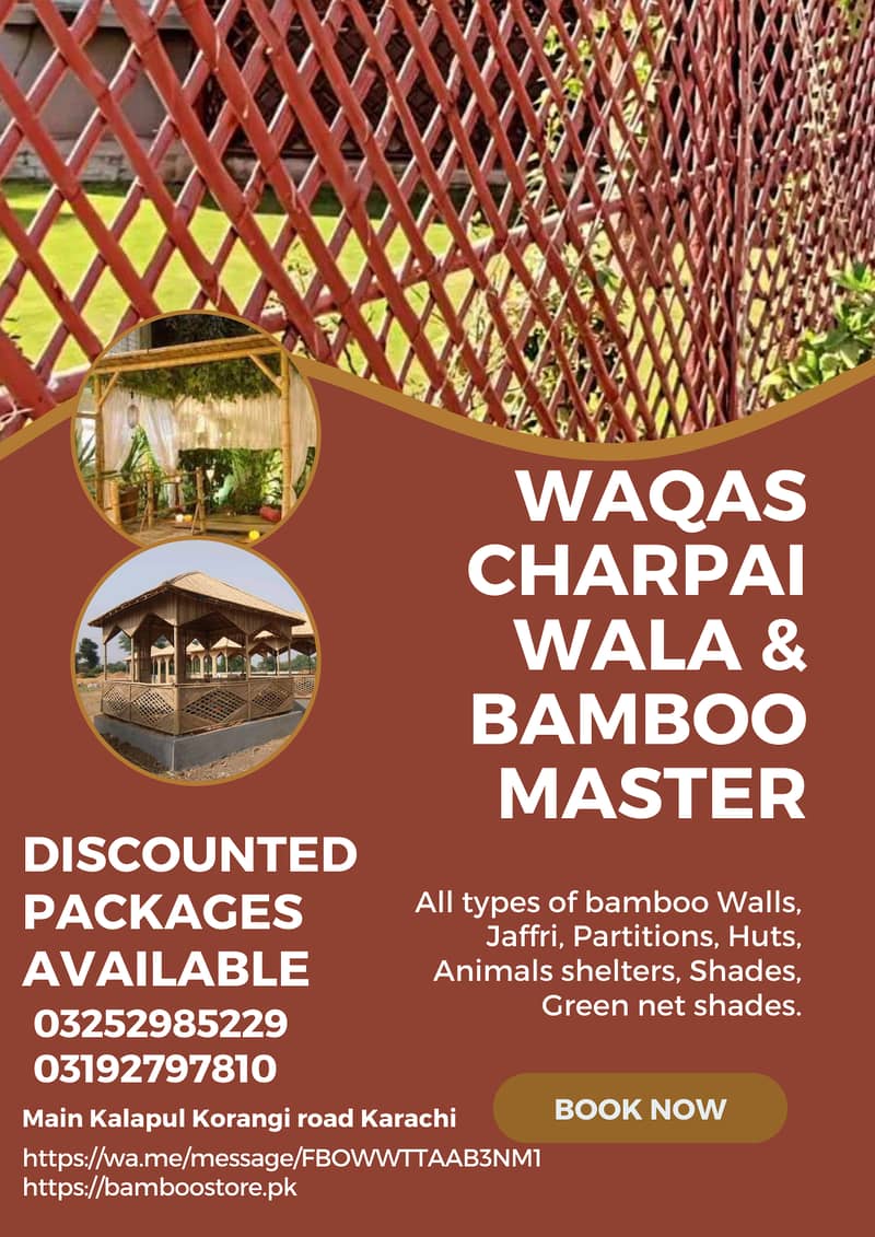 bamboo work/animal shelter/parking shades/wall Partitions/Jaffri shade 13