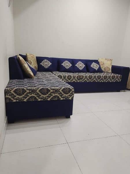 L shape corner sofa / six seater sofa in velvet and jute fabric 10