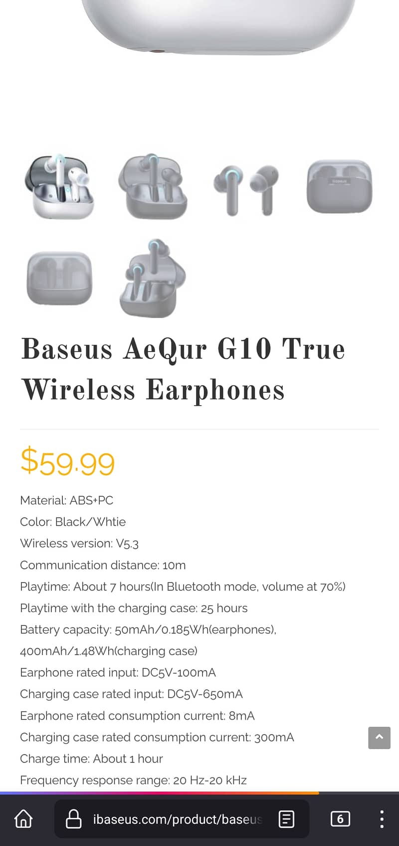 Baseus AeQur G10 Wireless Earphones Earbuds Handsfree 8