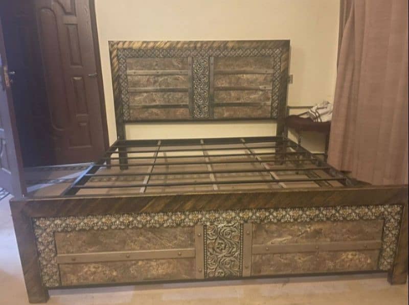Fancy Wooden,iron Double bed without,table,mattress for sale 1