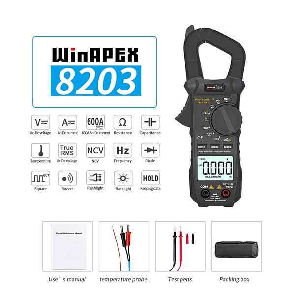 WINAPEX 8203 6000 Counts AC DC Digital Multimeter Clamp Meter Pakistan 0