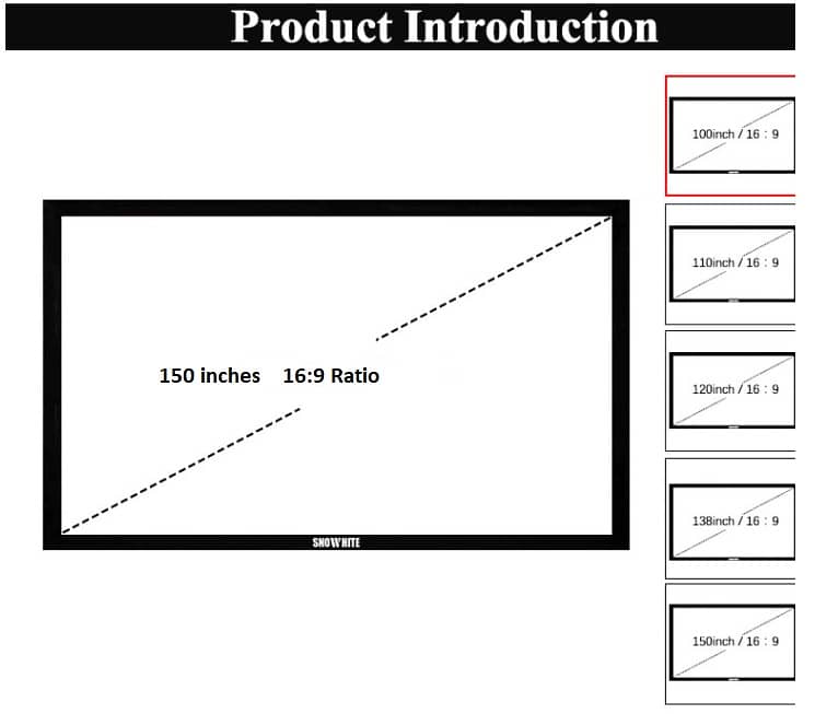 Fix Frame Projector Screen Home cinema Projector Screen 169 Ratio 4