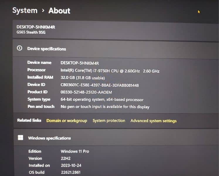 MSI Stealth 65GS - i7 9750H, 32GB RAM, 512GB NVME, RTX 2080 8GB, 240Hz 3
