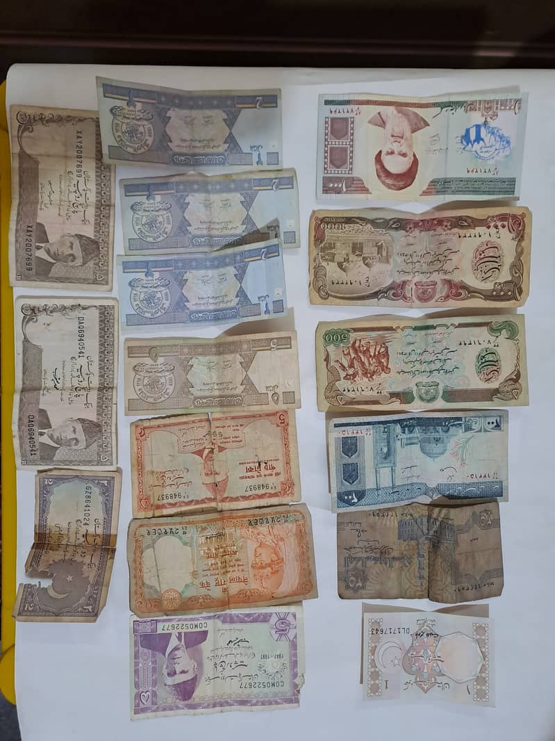 Old Currency Notes and Coins. 0