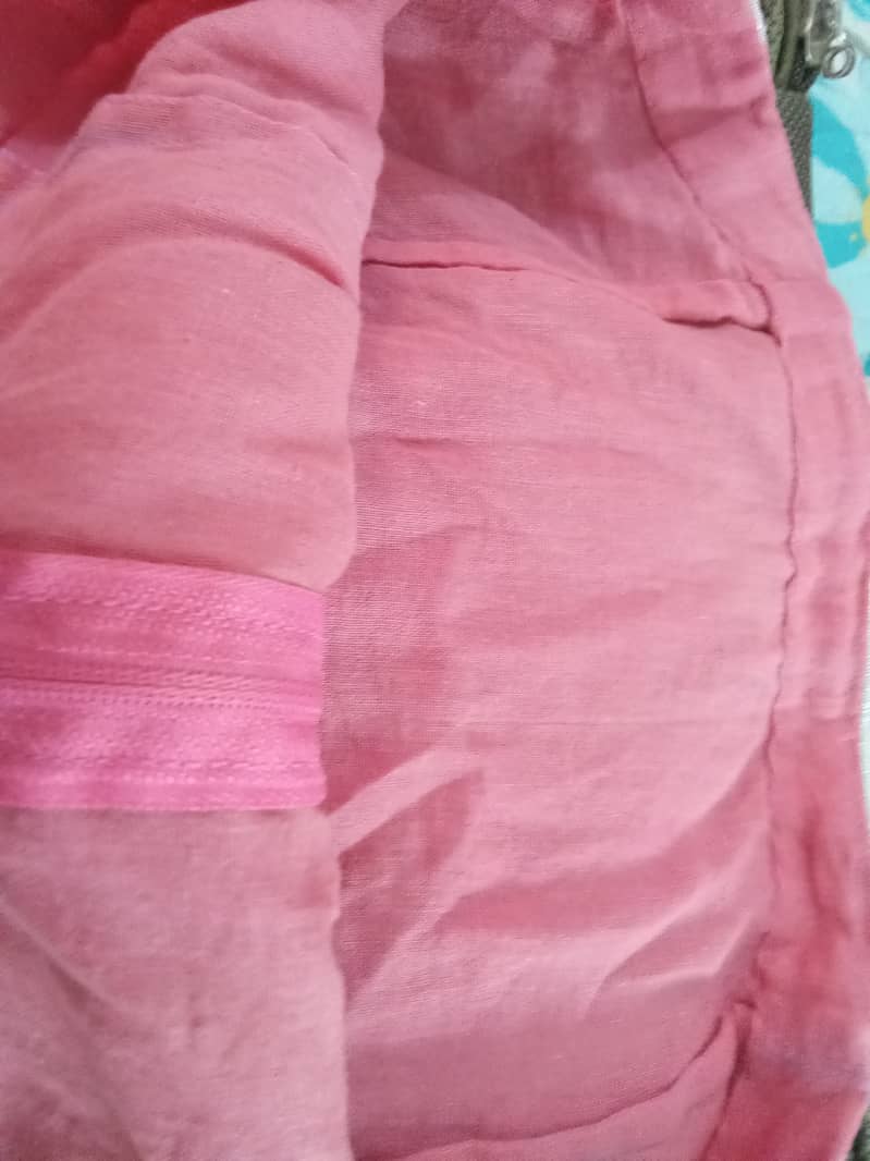 Pink chiffon stiched saree 3