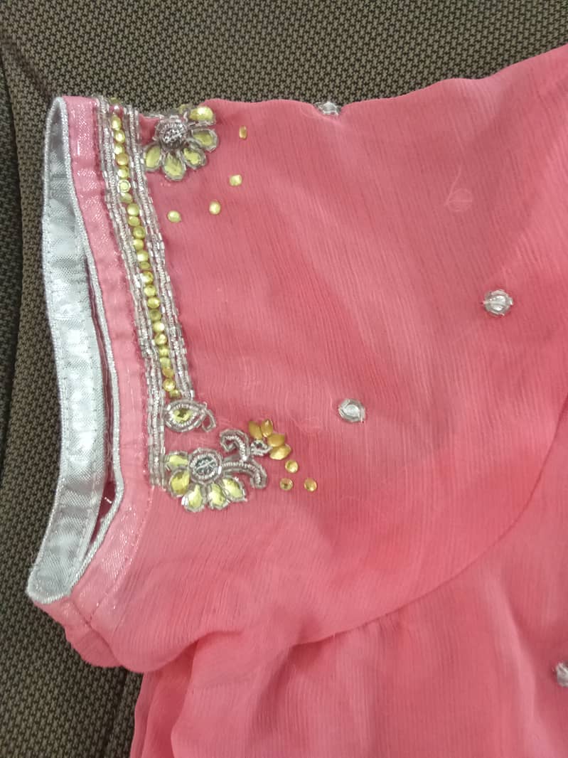 Pink chiffon stiched saree 6