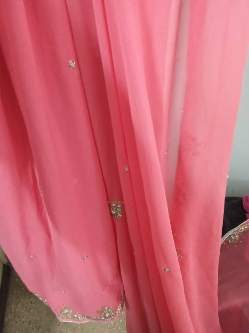Pink chiffon stiched saree 15