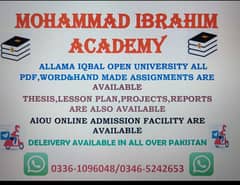 AIOU ALL ASSIGNMENTS, THESIS,LESSON PLAN ARE AVAILABLE