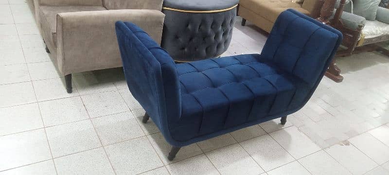 Setty Two Seater Back Less in Imported Velvet Fabric Cushioning 1