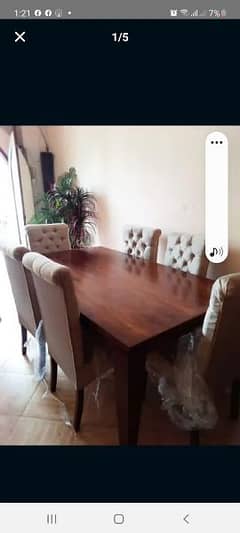 Dining table set with six chairs full cushion Tufted