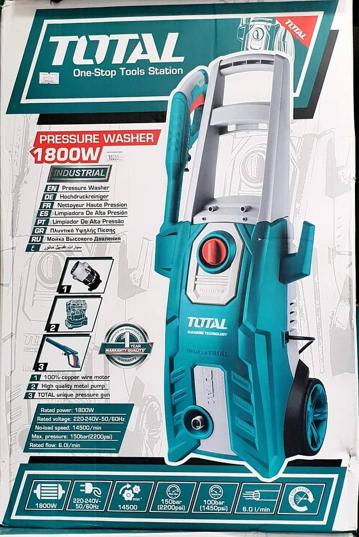 TOTAL industrial Electric High Pressure Car Washer - 150 Bar -2200 Psi 0