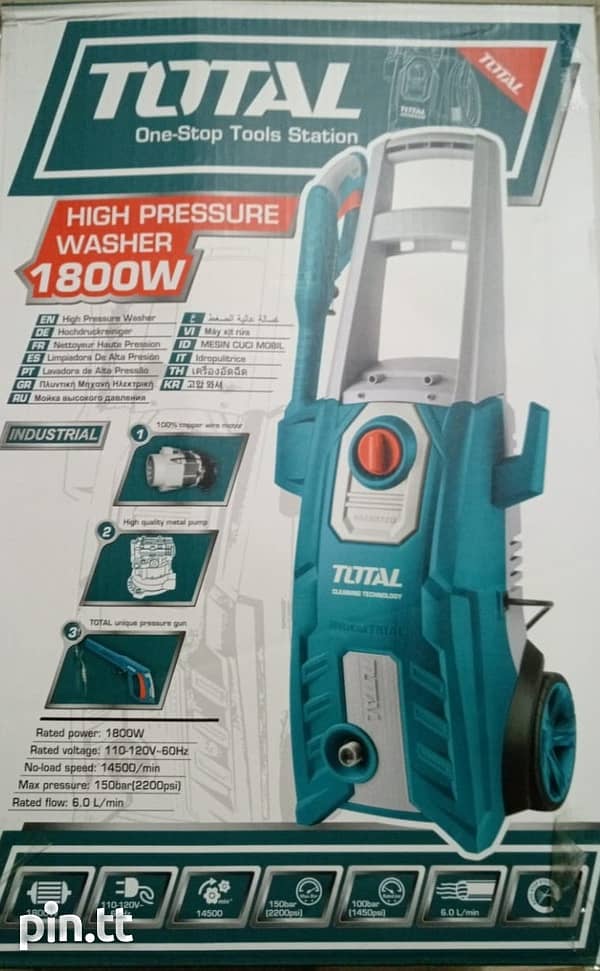 TOTAL industrial Electric High Pressure Car Washer - 150 Bar -2200 Psi 8
