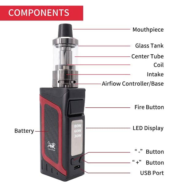 Original Vape Box Mod Kit Smoke X16 80W Vapor 2000mah Podes Pen 452024 14