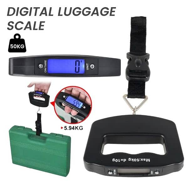 Luggage Scale 110lb 50kg Digital Handheld Portable Hanging Bagg 12