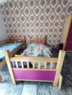 WOODEN BUNKER BED + Dressing+ Wardrobe