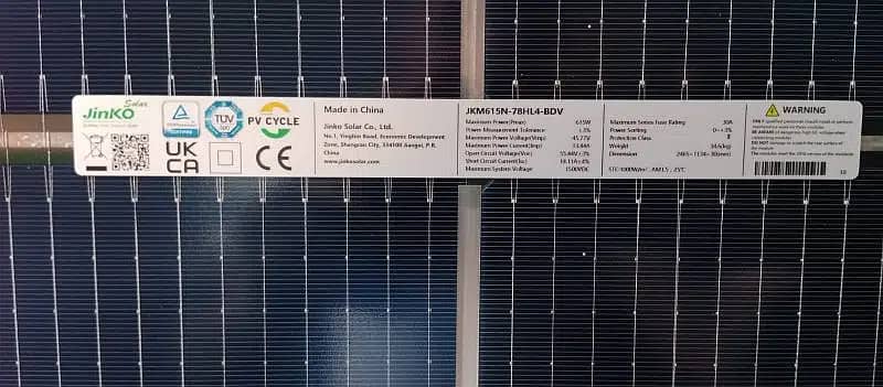 A+ Original Jinko N-Type TOPCon Mono Bifacial Solar Panels 615 watts 7