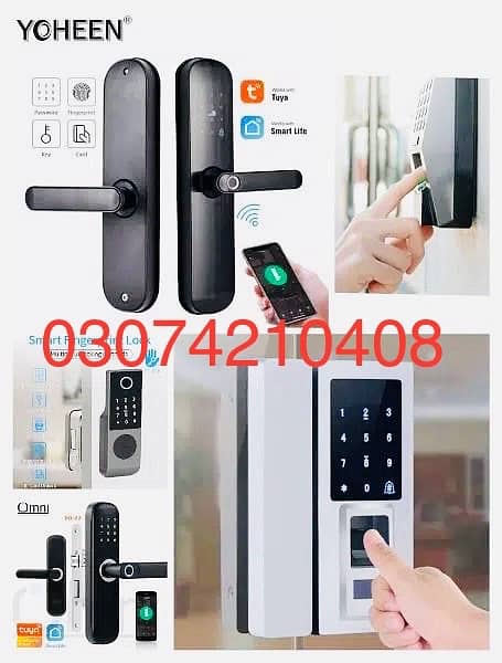 Remote mobile finger Card code door lock smart Electric access control 0