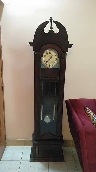 old antique great grand father wooden clock 1
