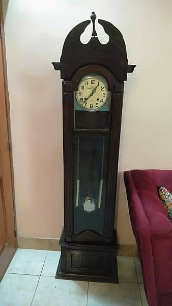 old antique great grand father wooden clock 6